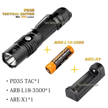 

Free Shipping Fenix PD35 TAC 1000 Lumens + batteries ARB-L18-3500+ charger ARE-X1