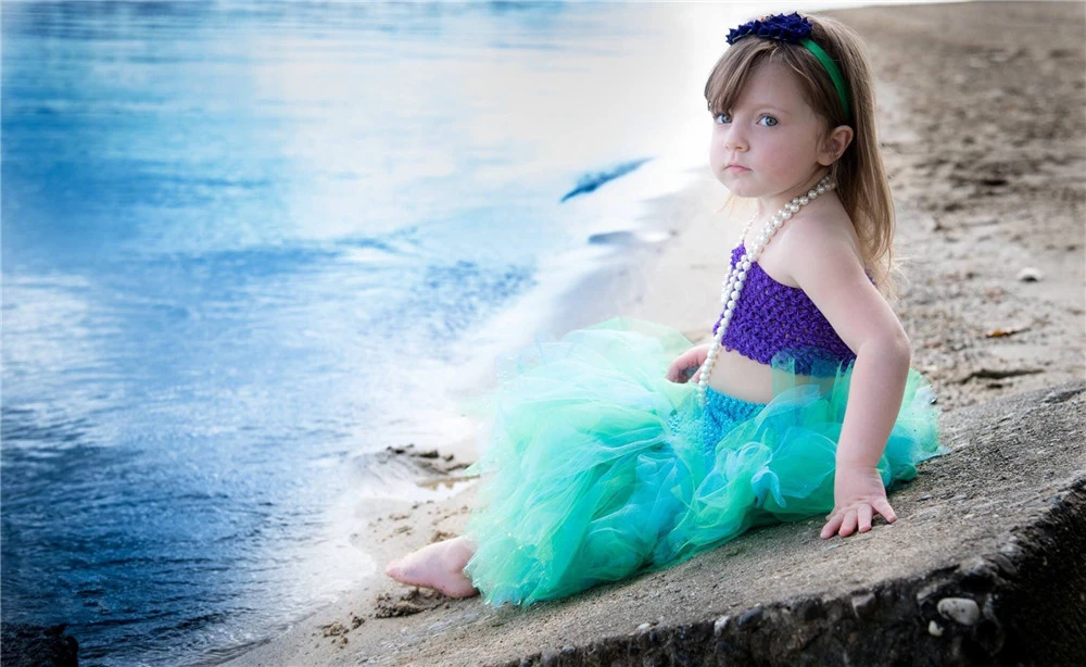 Пляжная юбка-пачка в стиле Русалочки, комплект для дня рождения, платье принцессы Ариэль для маленьких девочек, детские платья-пачки «рыбий хвост» для девочек, костюм на Хэллоуин, От 1 до 8 лет