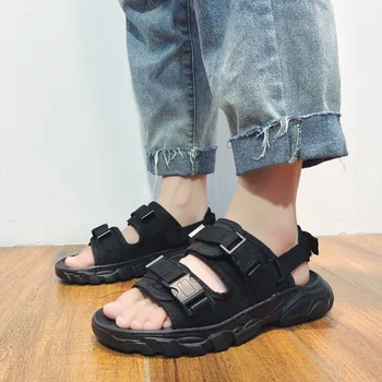 

Men's PU Leather Beach Sandals Summer Outdoor Flat Sandals Casual Leisure Non-slip Durable Slipper Sandals