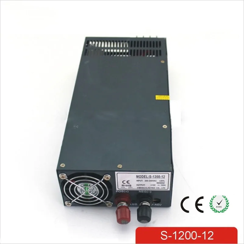 CE Soro 110 V вход 1200 W 12 V 100A источник питания одиночный выход импульсный источник питания для светодиодной полосы света переменного тока источник бесперебойного питания постоянного тока AC-dc