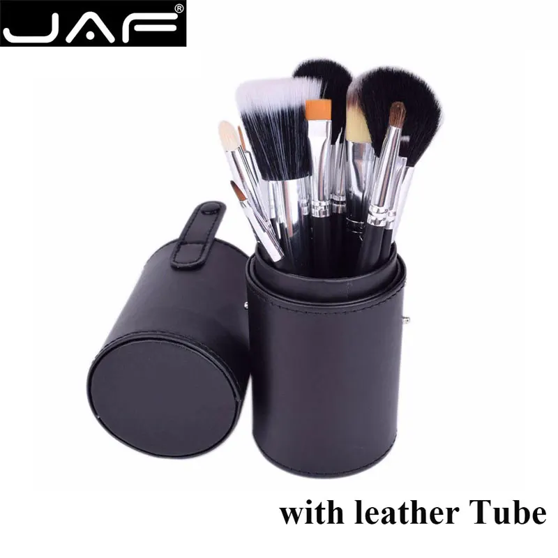 JAF 12pcs High Quality Makeup Brushes Set Foundation Brush Face Make Up Kit Cosmetic Tools Kits with Zipper Leather Case (8)
