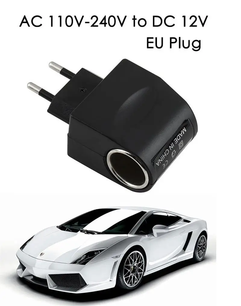 

ALLOMN EU Plug To 12V DC Car Cigarette Lighter Converter Adapter For Car Transmitter Car Oxygen Bar Car Remote Charger Gift