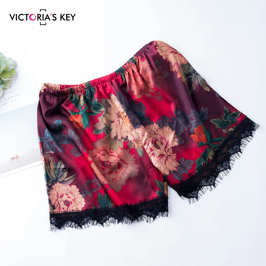 Женский Атласный пижамный комплект Suphis Шелковый с цветочным принтом летняя