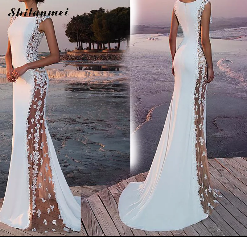 Роскошное Сексуальное Женское Vestido белое цветочное прозрачное кружевное в пол-длина платье макси элегантное женское длинное платье