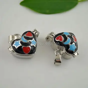

Charming black Enamel Craft Heart Charm Pendant Jewelry Making 30pcs
