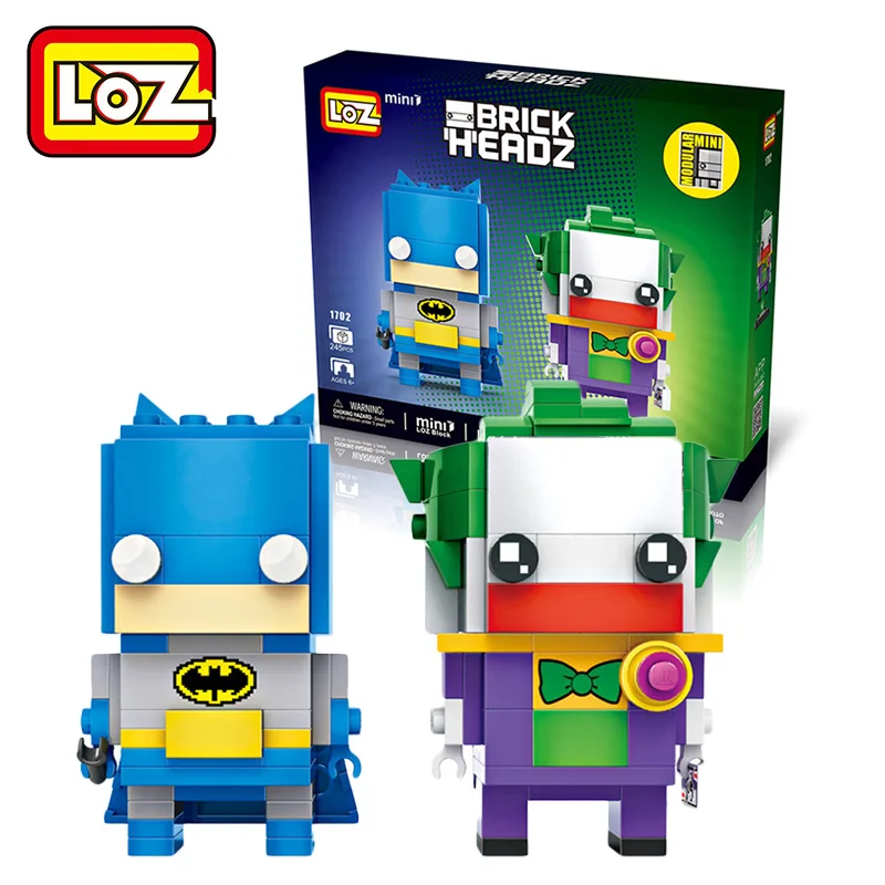 

LOZ Mini Blocks Super Heroes Building Blocks Set Batman Joker Brick Heads Justice League Action Figure Toys 1702 LOZ Blocks