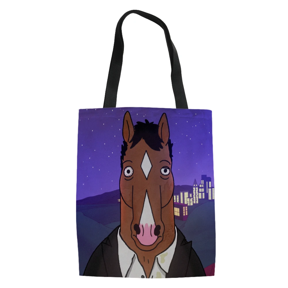 As Picture THIKIN Bojack The Horseman напечатаны холщовые женские сумки через плечо сумки розовые Verras Pop сумки для шоппинга многоразовые сумки для покупок - Цвет: As Picture