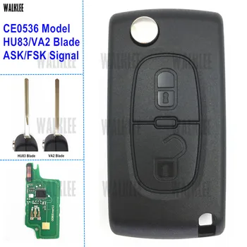 

WALKLEE Remote Key Suit for Citroen C2/C3/C4/C5/Berlingo/Picasso 2 Buttons, CE0536 Model, HU83/VA2, ASK/FSK