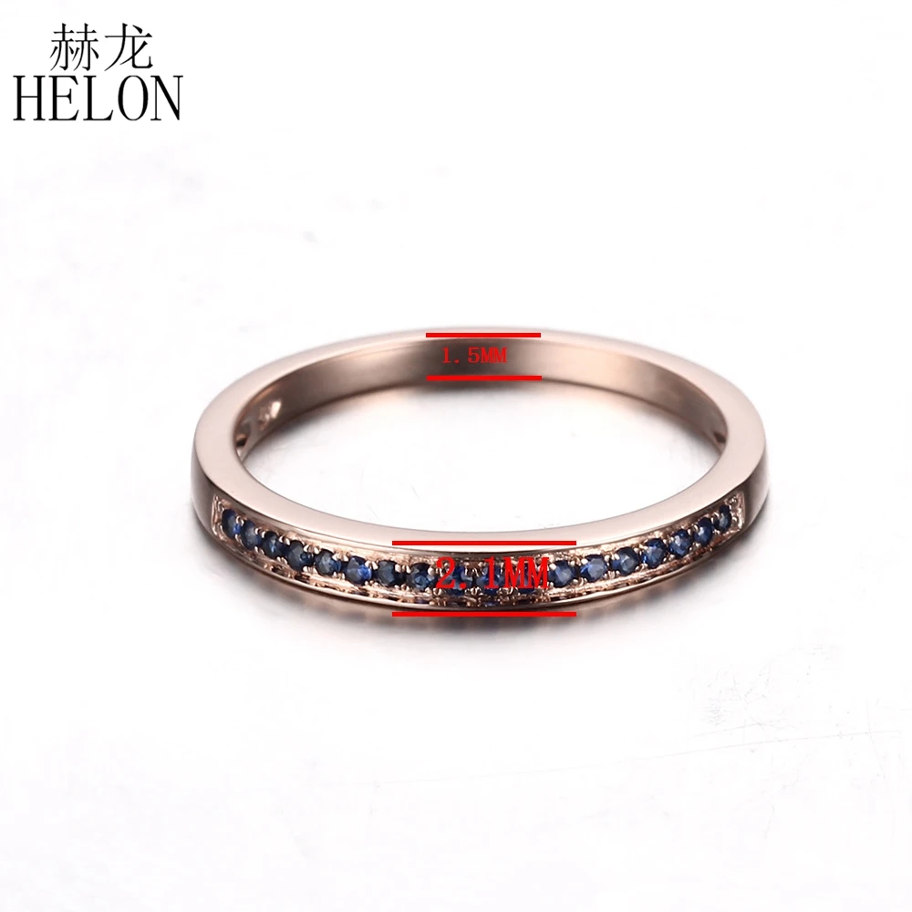 Кольцо HELON Half Eternity Solid 14 k розовое золото 0.18ct натуральные сапфиры свадебное кольцо для женщин браслет модные ювелирные изделия подарок