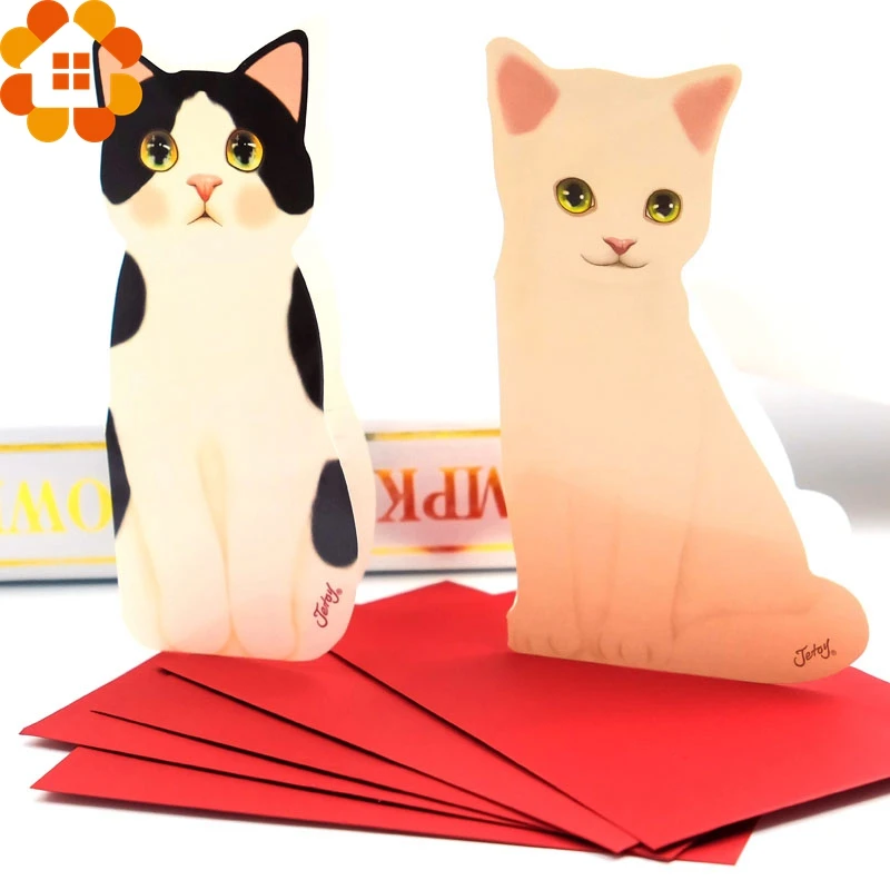 5 шт. мини кошка складная открытка и спасибо на день рождения рождественские