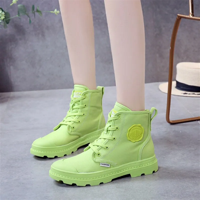 

Boots woman 2019 autumn new Martin boots breathable wild England wind single boots hot fashion Solid color lacing women's shoes