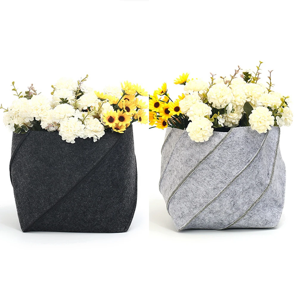 

Creative Felt Fabric Storage Basket Dried Flower Plant Storage Basket Convenient Folding Box Clothing Toys Laundry Organizer