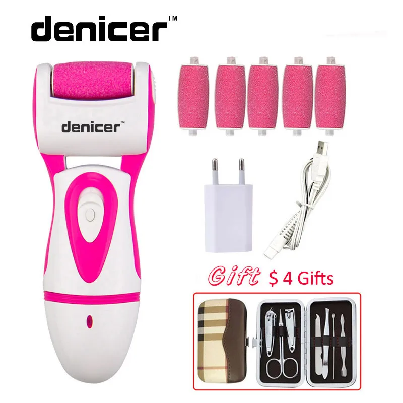 

Rose Electirc Callus Remover Foot File Callous Pusher Sawing File Foot Care Tool with 6 extra sholl roller heads
