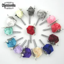 Kyunovia Custom Made Flower Lapel Pin Mens Wedding Boutonniere Handmade Wedding Brooch Buttonhole Grooms Boutonnieres Z05