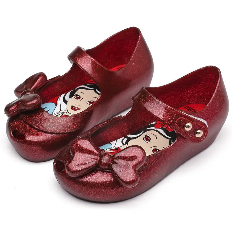 Mini Melissa/Новинка года; детская обувь; милая обувь принцессы с бантом для девочек; прозрачная детская обувь; прозрачные сандалии; детские сандалии Melissa; SH19076 - Цвет: Flashing red
