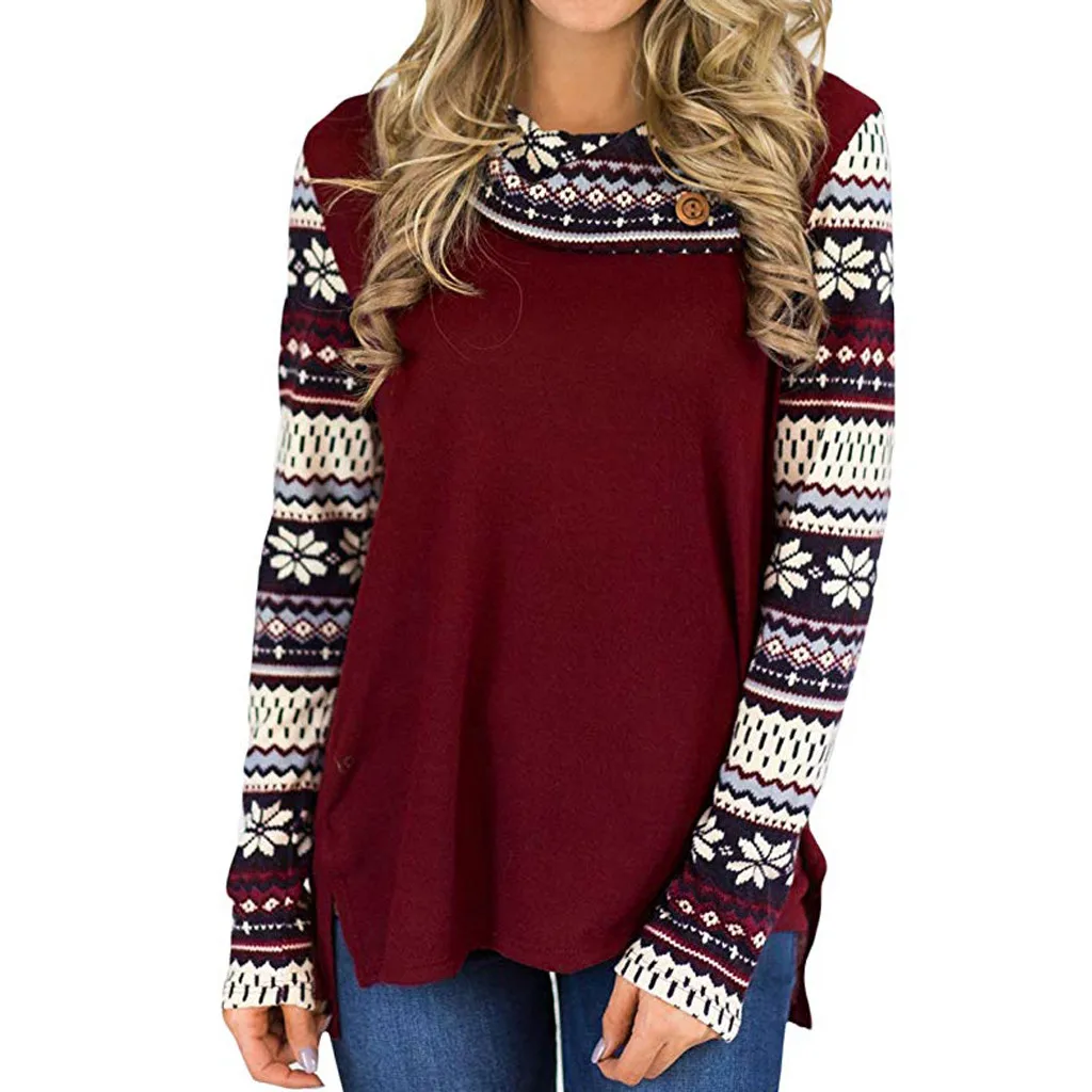 

Sleeper #401 2018 Womens Turtleneck Loose Long Sleeve Print Tops Blouse Pullover Tops Shirt colorful soft casual Free Shipping