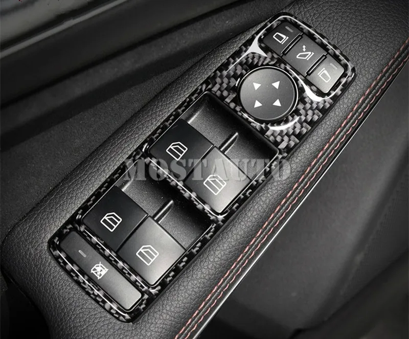 Для Benz E Class W212 углеродного волокна Автомобильная дверь окно отделочное покрытие кнопки 2010- 4 шт