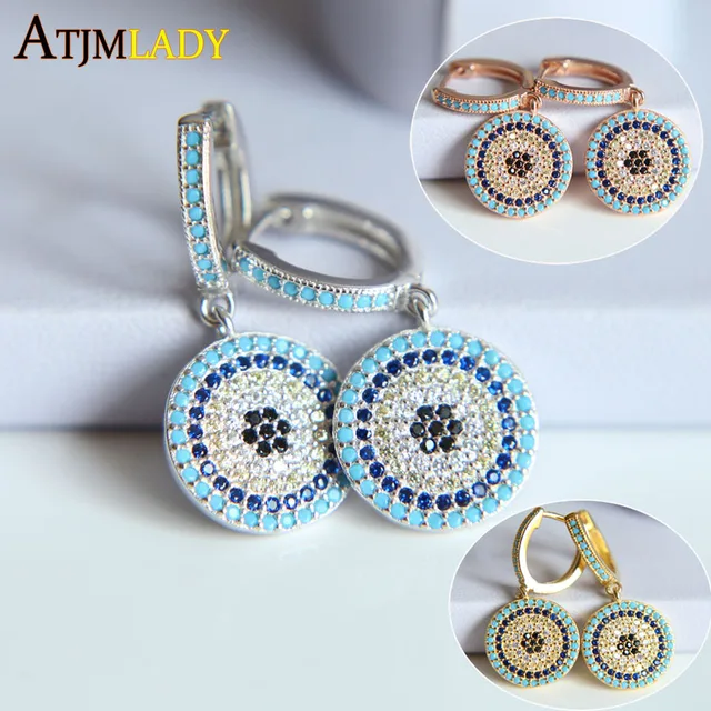 2017 New Summer 925 Authentic Sterling Silver Turkish Evil Eye 2017 New Summer 925 Authentic Sterling Silver Turkish Evil Eye Earrings With Cubic Zirconia Good Luck