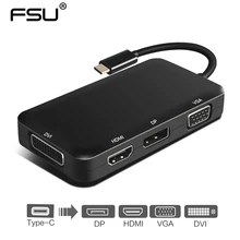 Тип-c к HDMI адаптер 4K USB c к VGA DVI USB 3,1 к DP конвертер 1 в 4 хаб HDMI для macbook проектор HDTV