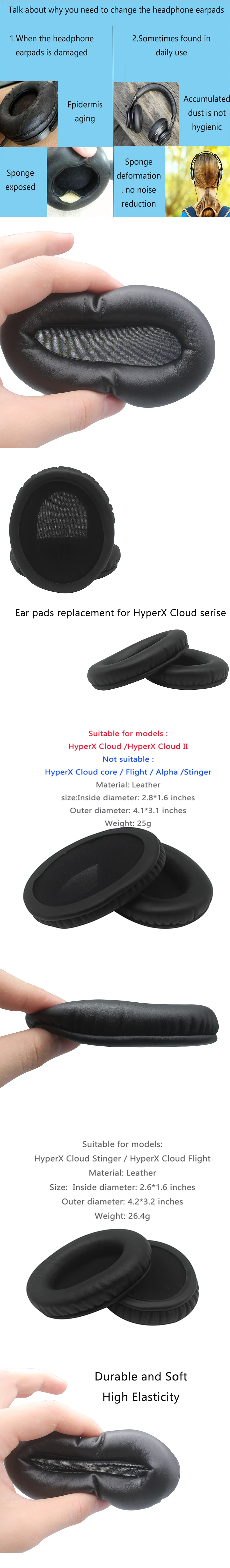 Replacement ear pads for HyperX Cloud / Could II Stinger Flight Ear Cushion Protein Leather Good Quality 1 Pair