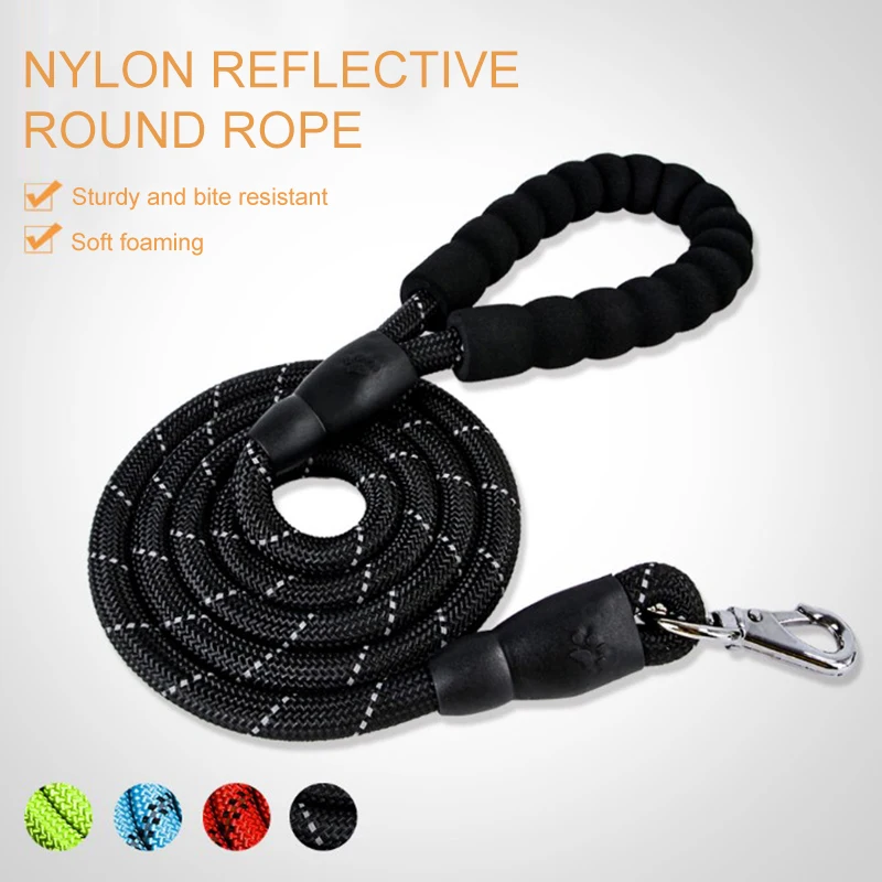 

New Strong Dog Leash with Comfortable Padded Handle and Highly Reflective Wires for Medium and Large Dogs for Puppy Dog Tag