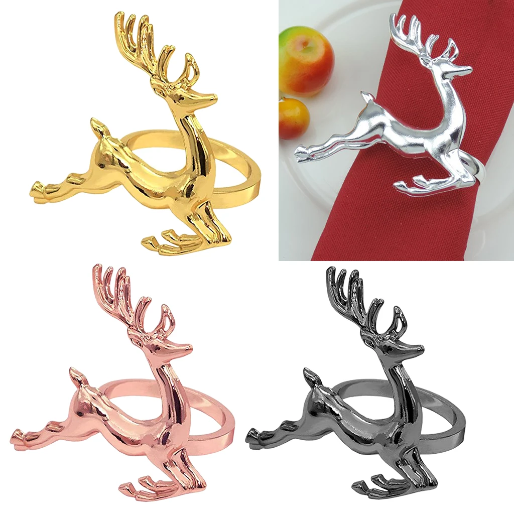 Zinc Alloy Elk Deer Design Napkin Rings Holders for Dinners Parties Dinner Table Decoration