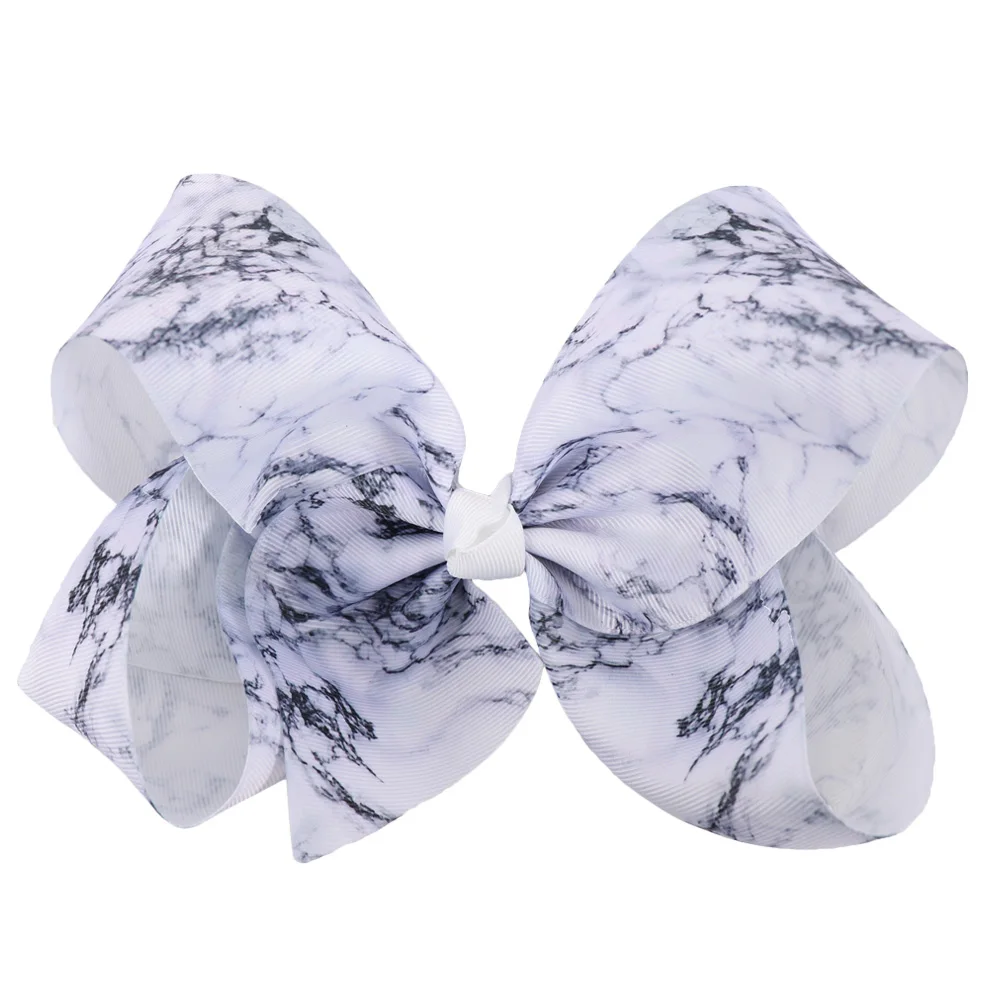 

Fashion 7" Large Marble Ribbon Hair Bow With Clip For Kids Girls Handmade Boutique Big Bowknot Bows Hairgrips Hair Accessories