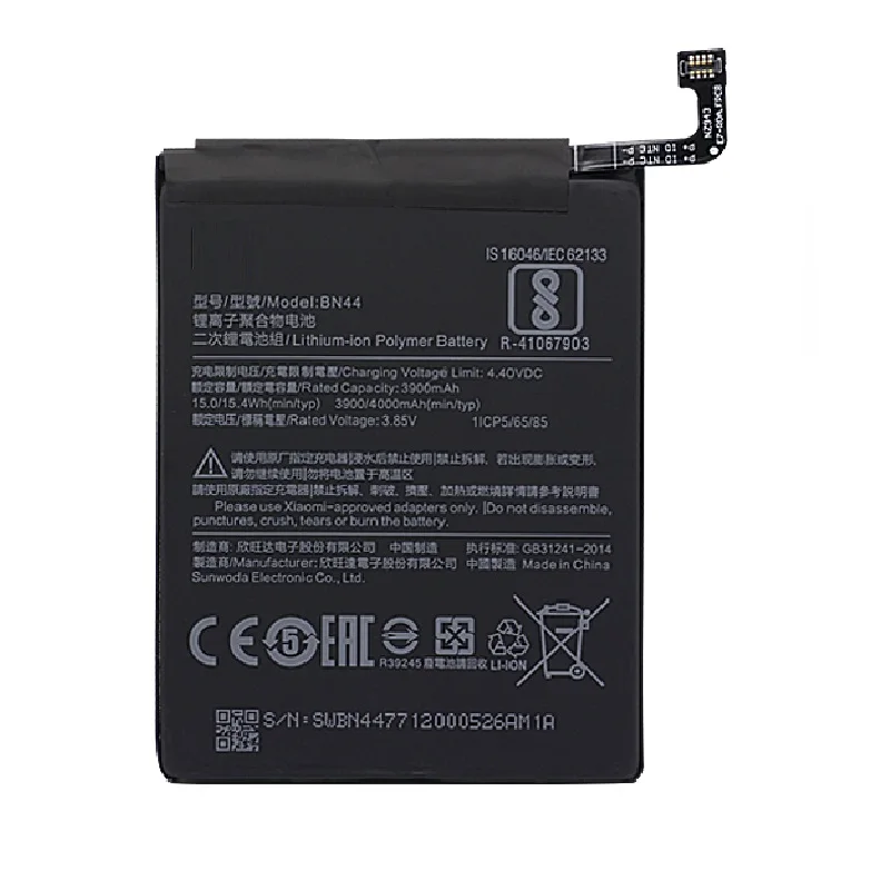 

Mobile Phone battery 4000mAh High Capacity Polymer Replacement Strong Endurance Battery BN44 For Xiaomi Redmi 5 Plus
