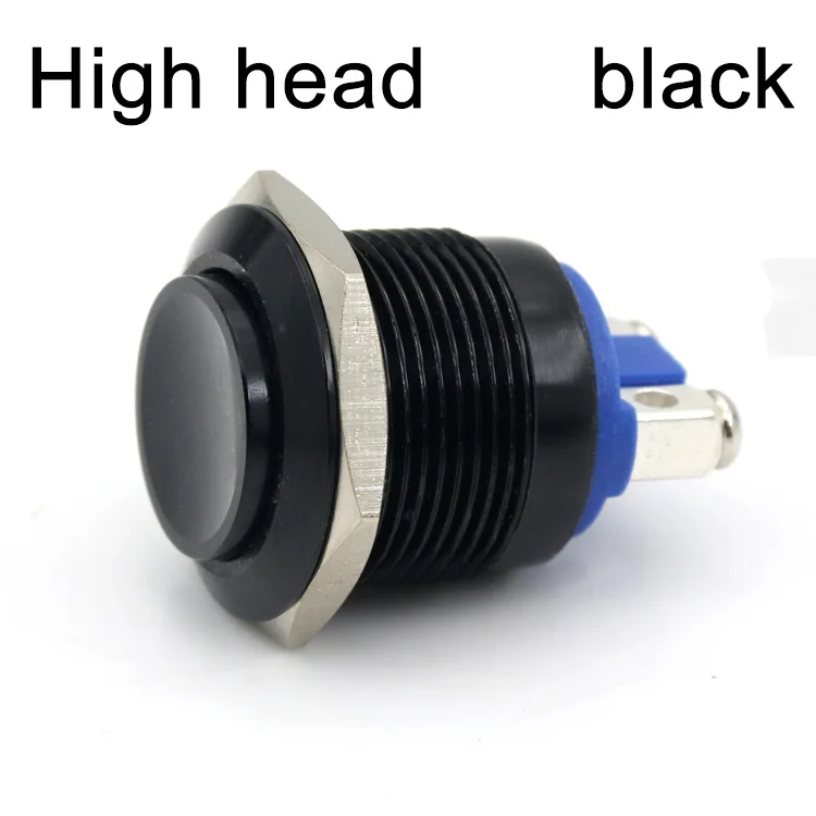 high head black 19 мм металлический кнопочный переключатель кнопка сброса Переключатель мгновенный оксид алюминия красный зеленый желтый синий черный Высокая Головка плоская головка - Цвет: high head black