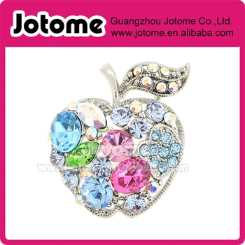 

Multicolor rhinestone Apple Crystal Fruit Pin, colorful rhinestone apple brooch pin