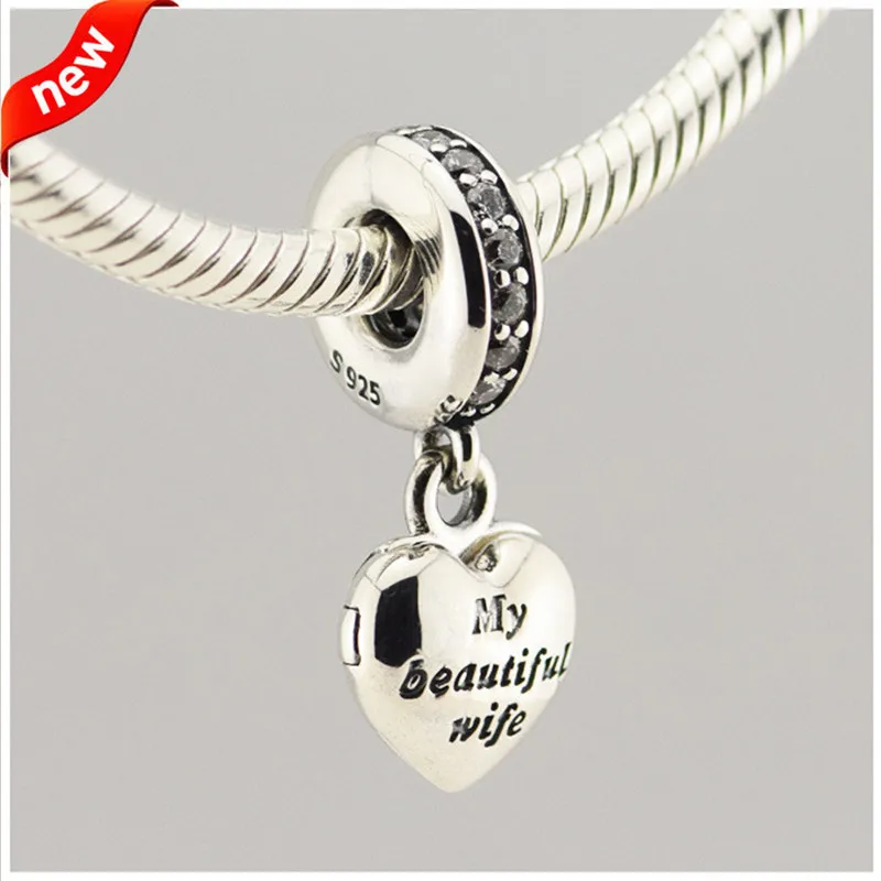 

CKK Beads My Beautiful Wife Charm 100% 925 Sterling Silver Fits Pandora Charms Bracelet Fashion Beads for Jewelry Making F221
