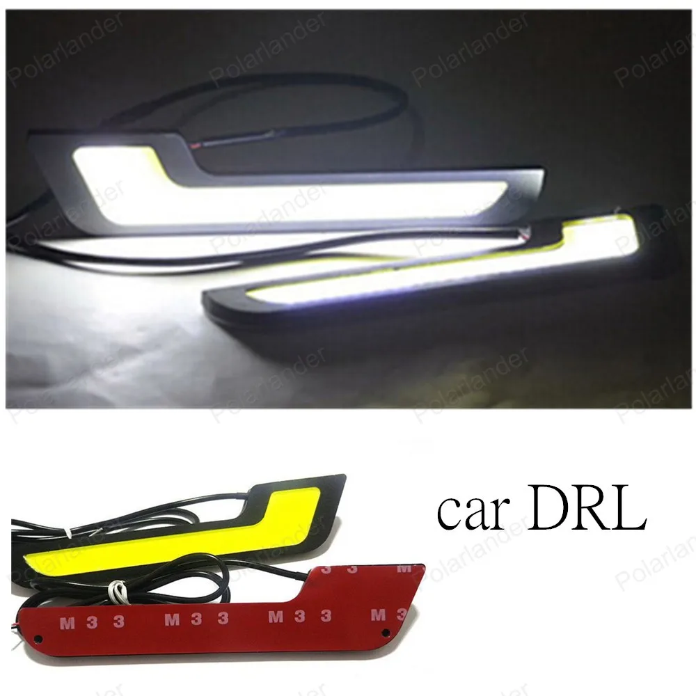 

1 pairs LEDS! 12V Universal LED Car Running Light Super Bright 7-shaped White 20W COB Waterproof LED Auto Car Lamp