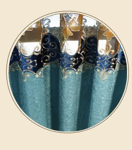 Blue Curtains Вышитые сине-коричневые роскошные европейские шторы для гостиной, спальни, оконные тюлевые шторы, занавески, декоративные оконные занавески - Цвет: Blue Curtains