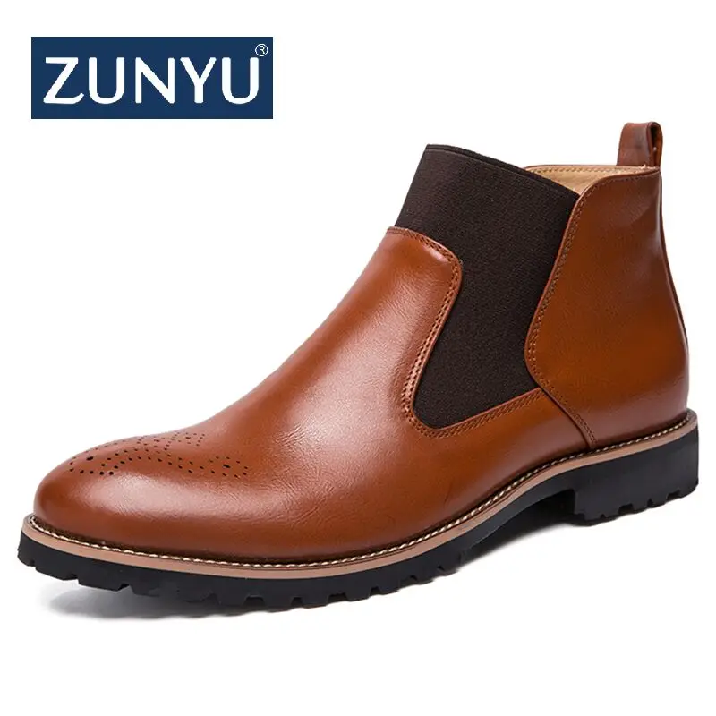 ZUNYU/Новые весенние мужские ботинки Броги из натуральной кожи дышащие деловые