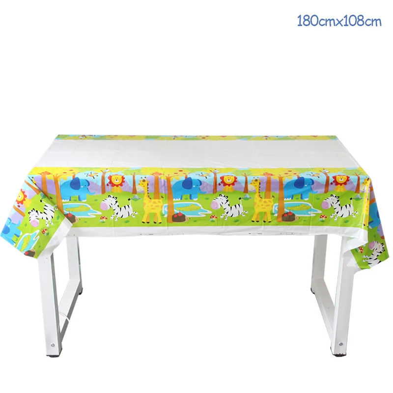 tablecloth Cyuan джунгли День Рождения украшения зеленый номер воздушные шары животных воздушный шар для вечеринки в стиле сафари бумажный баннер на тарелке, чашке для детской вечеринки - Цвет: tablecloth