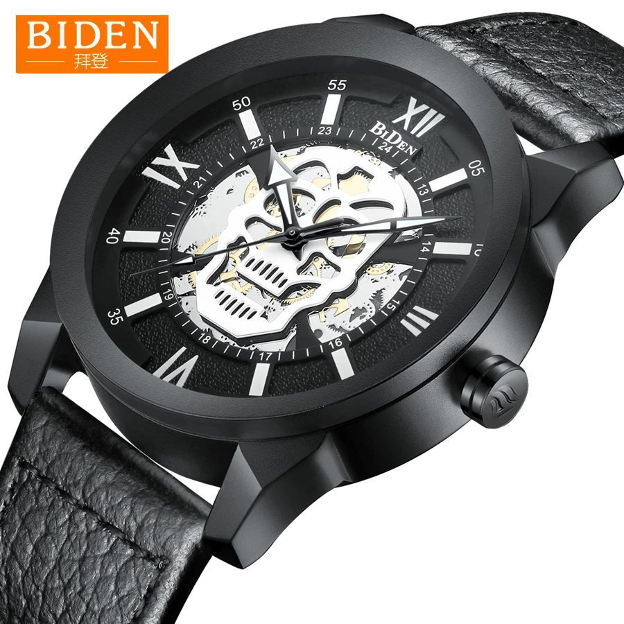 

2018 Skull Designed Watch Men BIDEN Top Brand Sport Quartz Clock Mens Watches Waterproof Watch Relogio Masculino