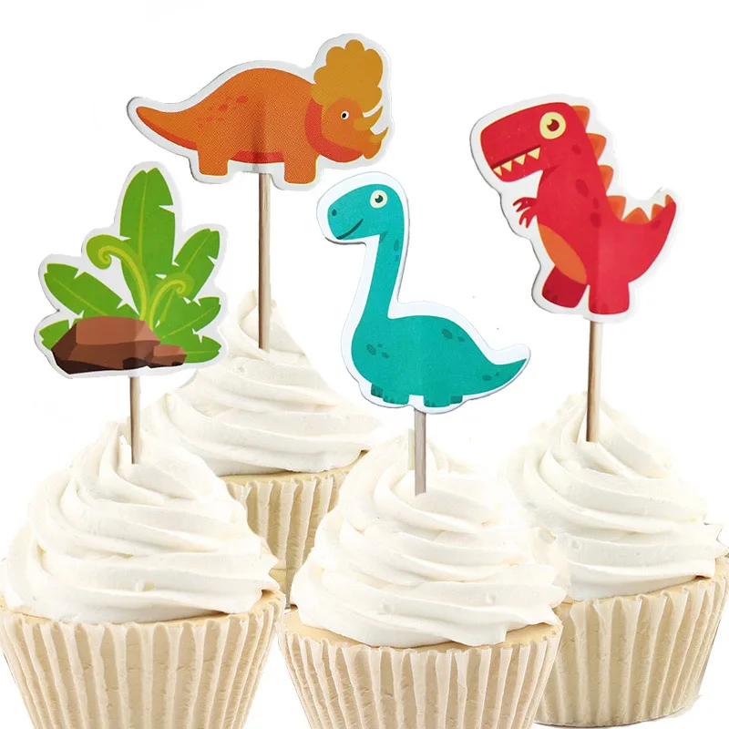 X24 CARTOON VOLCANO BIRTHDAY CUP CAKE TOPPERS DECORATIONS ON EDIBLE RICE PAPER