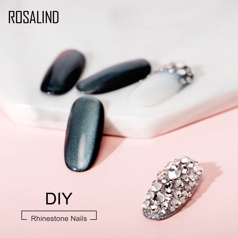 ROSALIND 2 в 1 верхнее покрытие Стразы гель для ногтей сильный клей для украшения со стразами для ногтей Полупостоянный Гель-лак УФ