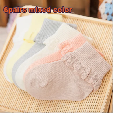 SZ mix colors Платье принцессы кружевные носочки для девочки хлопок малыш новорожденный младенец носки для 0-3 лет белый смесь цветов 6 пар/лот хорошее качество Мягкий - Цвет: SZ mix colors