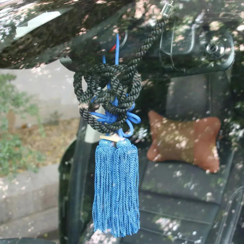 JP соединения производить черный Kin Tsuna Rope fusa Кику узлы белый Tsuna трос для автомобиля зеркало украшения китайский талисман Lucky подвески
