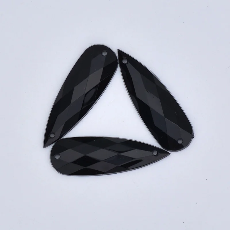 Black JUNAO 10x30 мм большие синие хрустальные стразы в виде капли с плоской задней частью, камни из акрила, аппликация для шитья, скрапбукинга, стразы для рукоделия - Цвет: Black