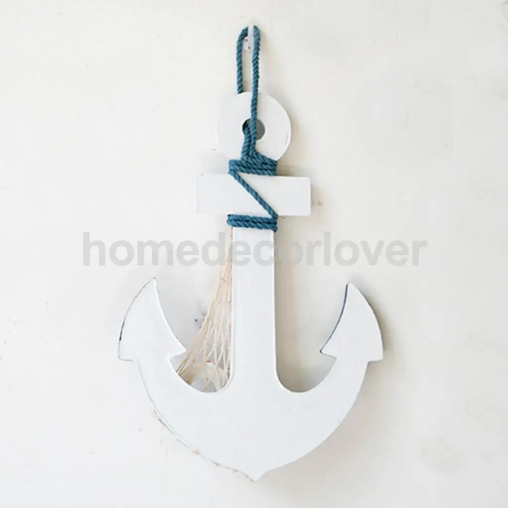 Wooden Anchor Nautical Hanging Ornament Decoration Plaque Home Decor Model
