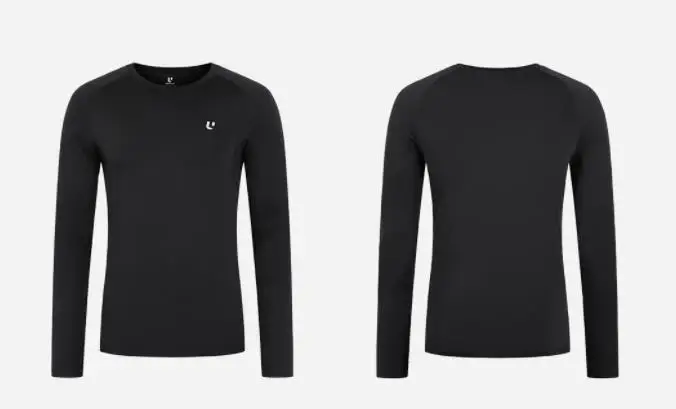 Xiaomi ULEEMARK Мужская Спортивная футболка с длинным рукавом светоотражающая печать влагопоглощающая для бега, фитнеса наружная спортивная одежда - Цвет: black  XL