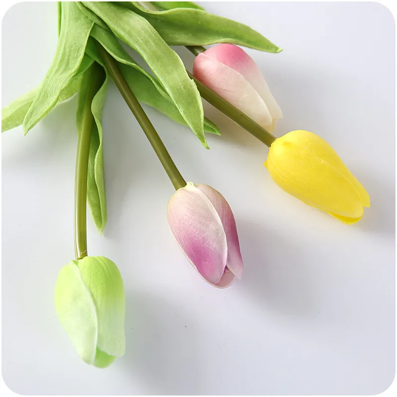 Мини Декор сделай сам Шелковый букет тюльпанов для дома свадьбы вечеринки