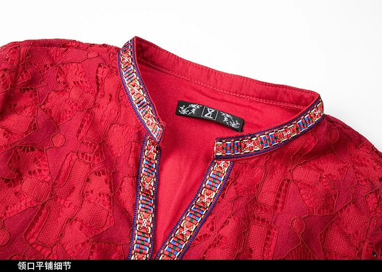 Большой размер cheongsam с v-образным вырезом кружева спасибо Мода маленький сладкий ветер леди платье осень зима семь рукавов платья
