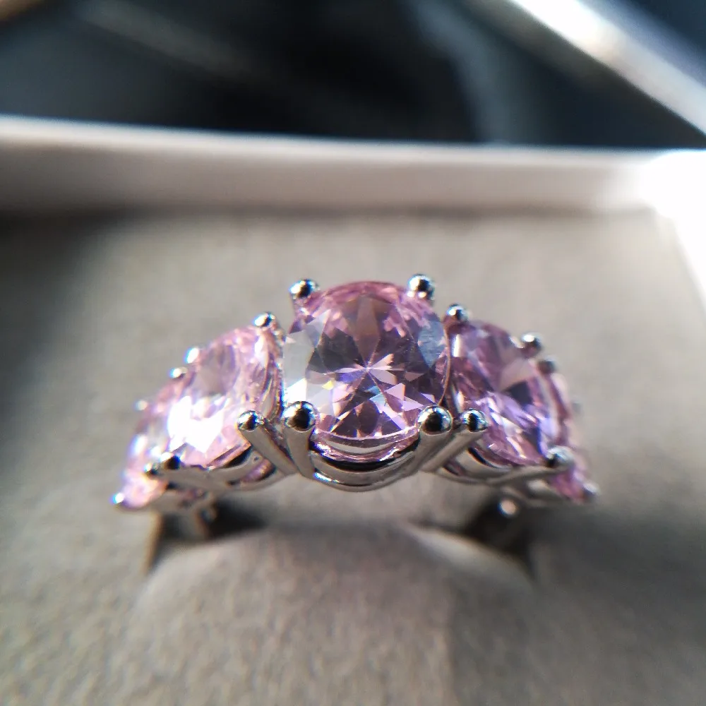 

Visisap Pink stone jewellery ring AAA CZ White Gold color fashion Jewelry rings for women engagement Wedding Accessories VSR159