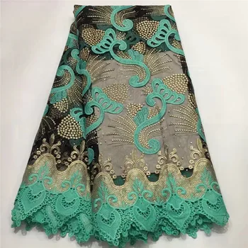 

Latest green French Nigerian Laces Fabrics High Quality Tulle African Laces Fabric Wedding African French Tulle Lace