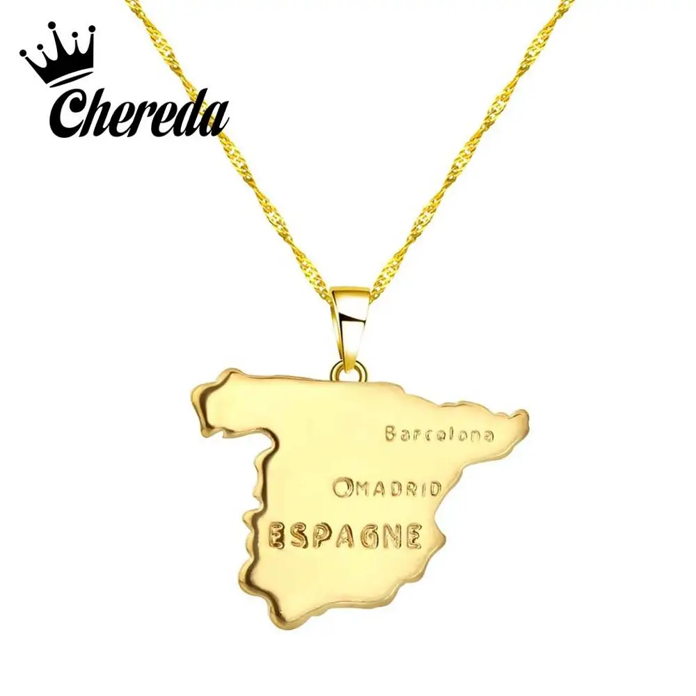 Цепочка с подвеской в виде карты Испании для мужчин и женщин | Украшения