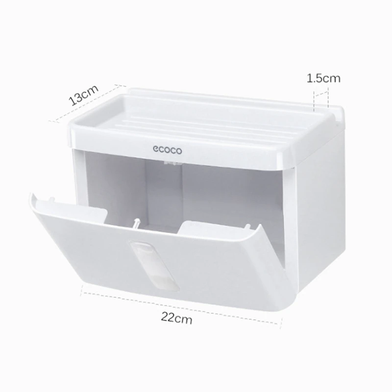 Nail-free Wall Mounted Toilet Paper Storage Box Bathroom Universal Tissue Box Waterproof Bathroom Napkin Dispenser Organizer