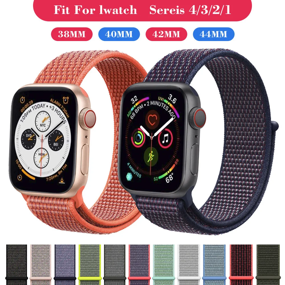 Спортивный нейлоновый ремешок для Apple Watch iWatch серия 1 2 3 4 цветной 40 мм 44 нейлоновые